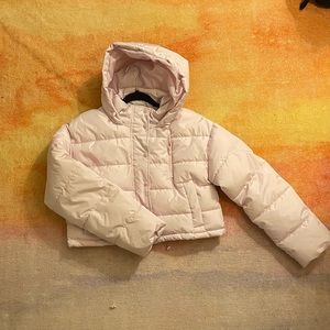 light pink cropped puffer